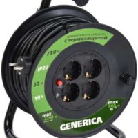Удлинитель на кат. GENERICA 4гн 30м ПВС 3x1 термозащита WKP10-10-04-30-G