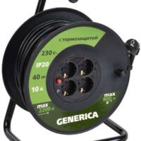 Удлинитель на кат. GENERICA 4гн 40м ПВС 3x1 термозащита WKP10-10-04-40-G