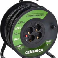 Удлинитель на кат. GENERICA 4гн 50м ПВС 3x1.5 термозащита WKP20-16-04-50-G