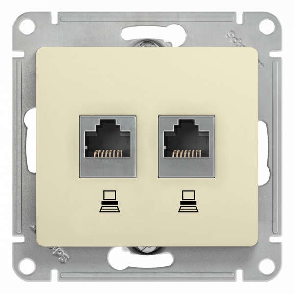 Розетка GLOSSA PC 2хRJ45 бежевая GSL000285KK Розетка GLOSSA PC 2хRJ45 бежевая GSL000285KK