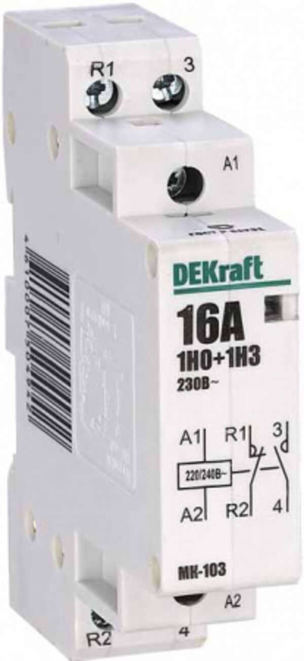 Контактор DeKraft МК-103 25А 1НО+1НЗ 230В 18065DEK Контактор DeKraft МК-103 25А 1НО+1НЗ 230В 18065DEK