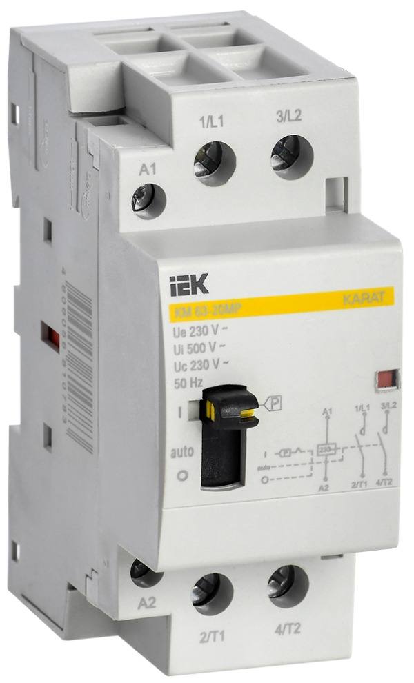 Контактор IEK 20А 230В 1НО 1НЗ модульный AR-KMR10-020-11-230 Контактор IEK 20А 230В 1НО 1НЗ модульный AR-KMR10-020-11-230