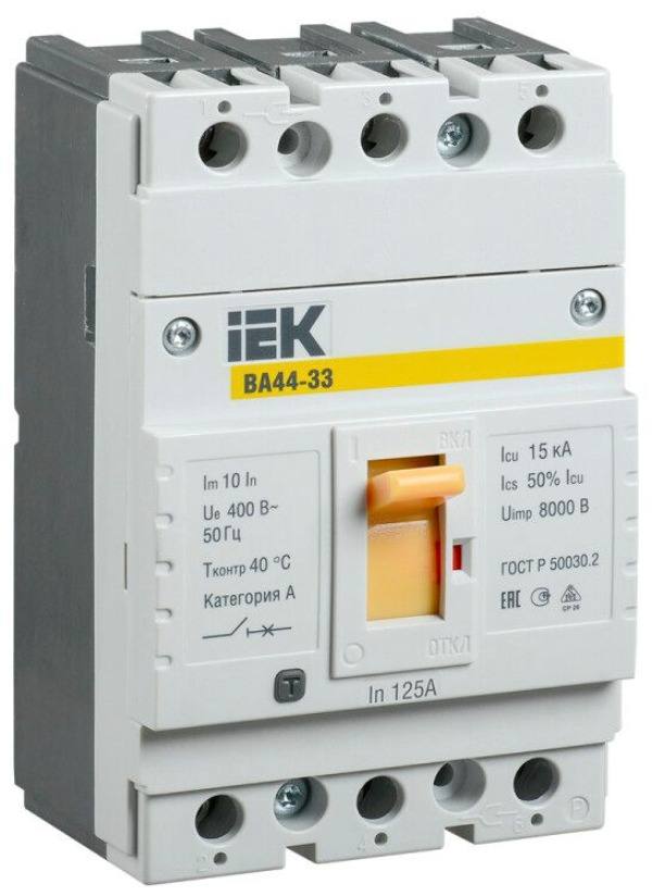 Автомат IEK ВА 44-33 125А 3П SVA4410-3-0125 Автомат IEK ВА 44-33 125А 3П SVA4410-3-0125