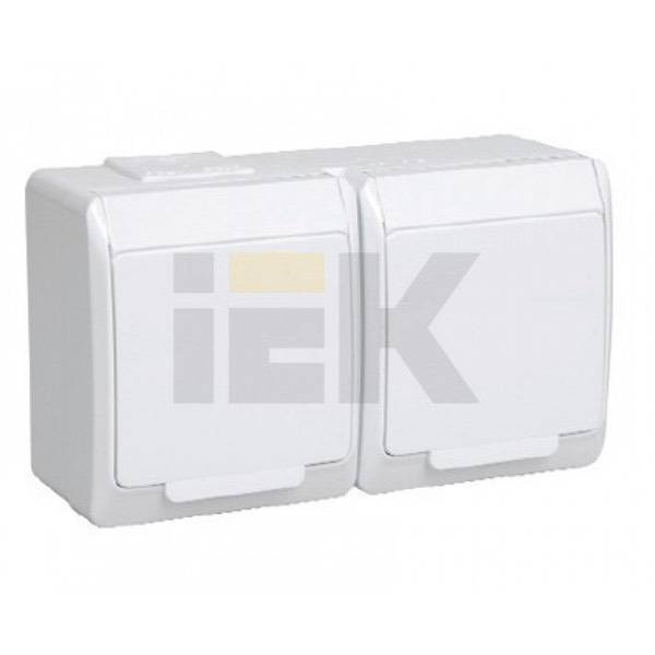 Розетка IEK 2-я с з/к белая ГЕРМЕС IP54 ERMP22-K01-16-54-EC Розетка IEK 2-я с з/к белая ГЕРМЕС IP54 ERMP22-K01-16-54-EC