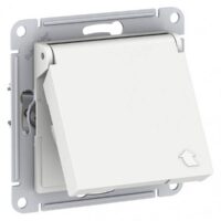Розетка ATLASDESIGN 1-я с з/к белая с крышкой IP20 ATN000146